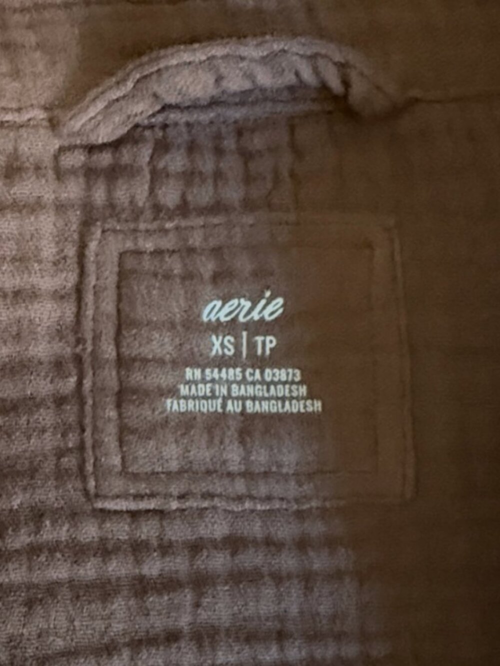 aerie Button-Down Gauze Shirt in Deep Brown - Picture 2 of 2